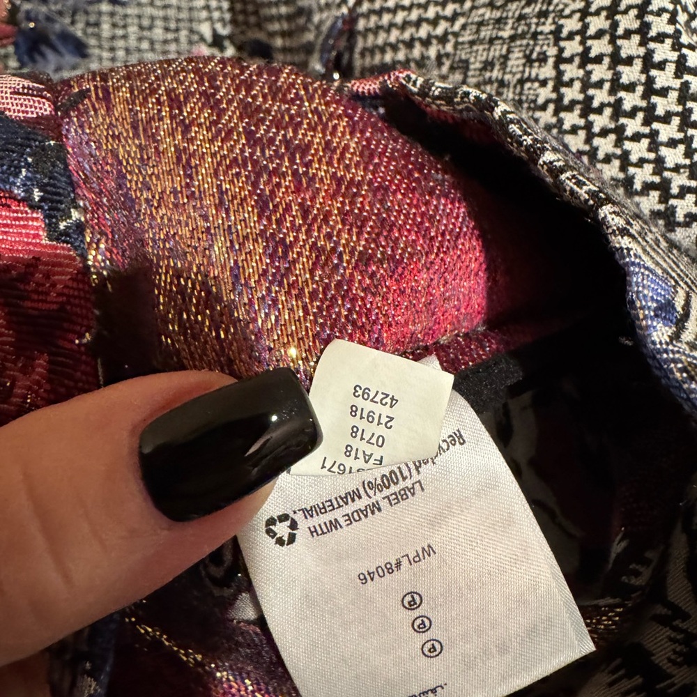 Alfani Glamorous Pink Floral Plaid Bell-Sleeve Jacket/Top with Shimmer - Picture 7 of 7
